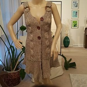 Sweater tank dress, button front